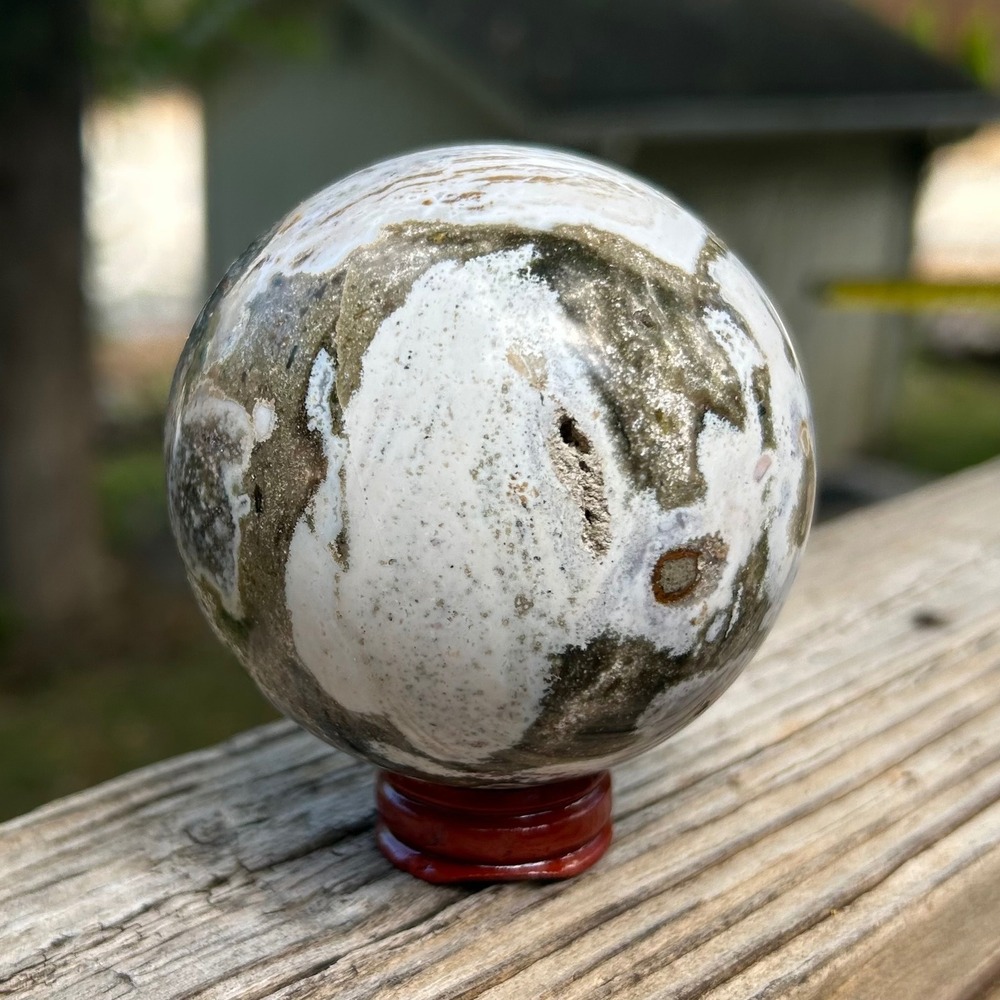 Ocean Jasper Crystal Sphere 3 Inch Polished Orbicular Stone 498g